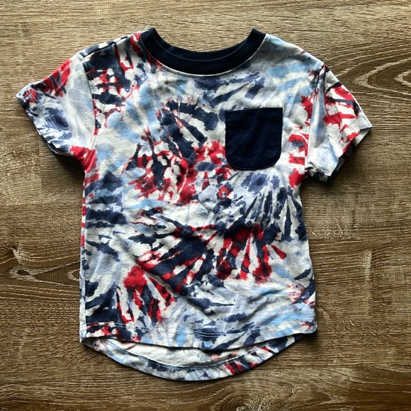 Cat & Jack Patriotic Tie Dye Pocket Tee and Red Shorts Set size 2T - Picture 5 of 10